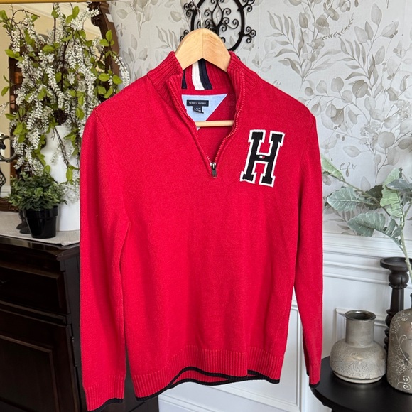 Tommy Hilfiger Red Kids Sweater with H Logo - Picture 1 of 4